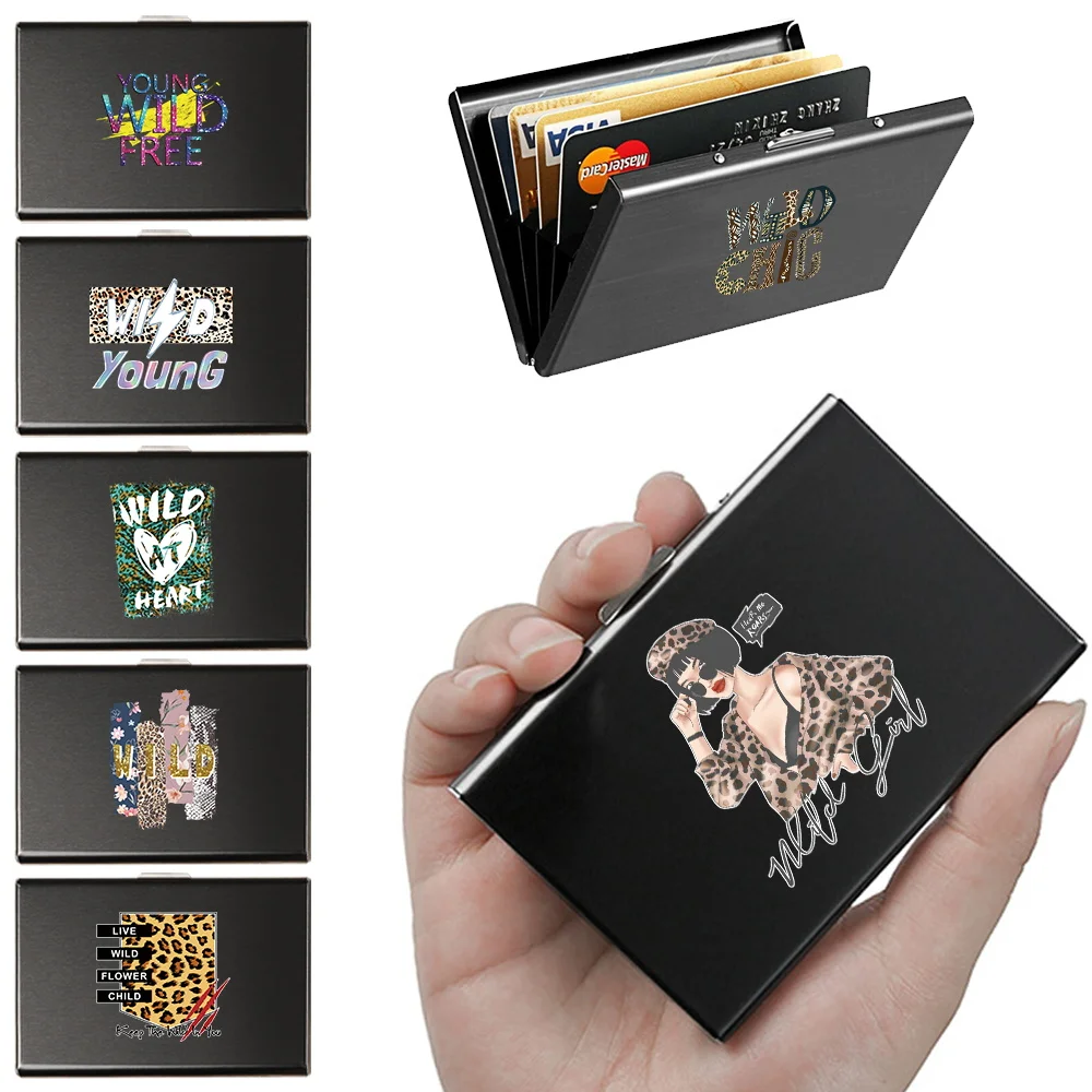 

Slim Card Holder Aluminum Wallet Anti-theft Credit Card Holder Mini RFID Purse Wild Print Thin Bank ID Case Small Male Wallet