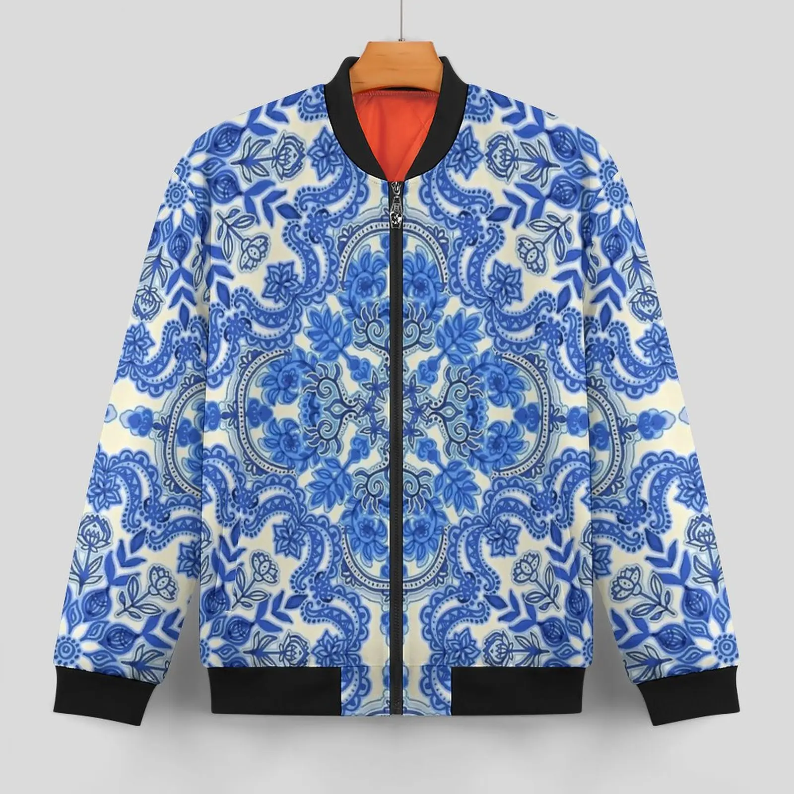 China White Folk Art Jackets Man Retro Floral Autumn Coats Aesthetic Waterproof Casual Windbreakers Print Outerwear Jacket 6XL