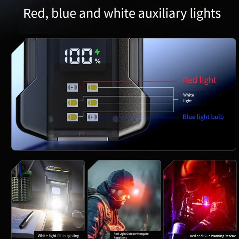 Magnetic Flashlight 500 Lumens Work Light 180 Degree Swivel Head Compact Design Fast Charge Capability For Outdoor Use