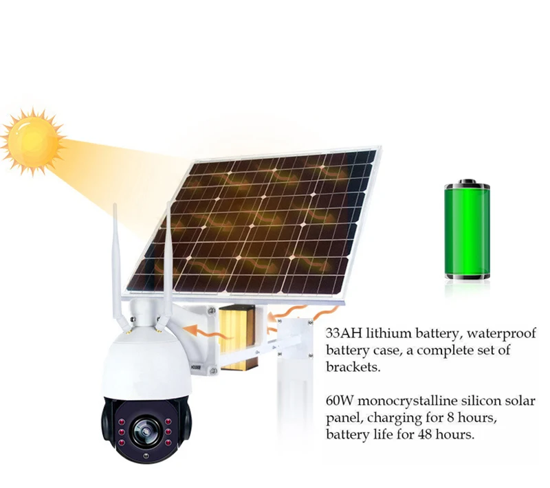 ANSPO IOS/Android App Control Security PTZ Camera Waterproof Wireless Solar Powered WiFi Outdoor IP Camera