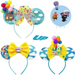 Disney UP Ears Hair Accessories for Women Flying Ring Travel Hairbands Girl Cap of GRAPE SODA Headband Kids Sequins Bow Headwear