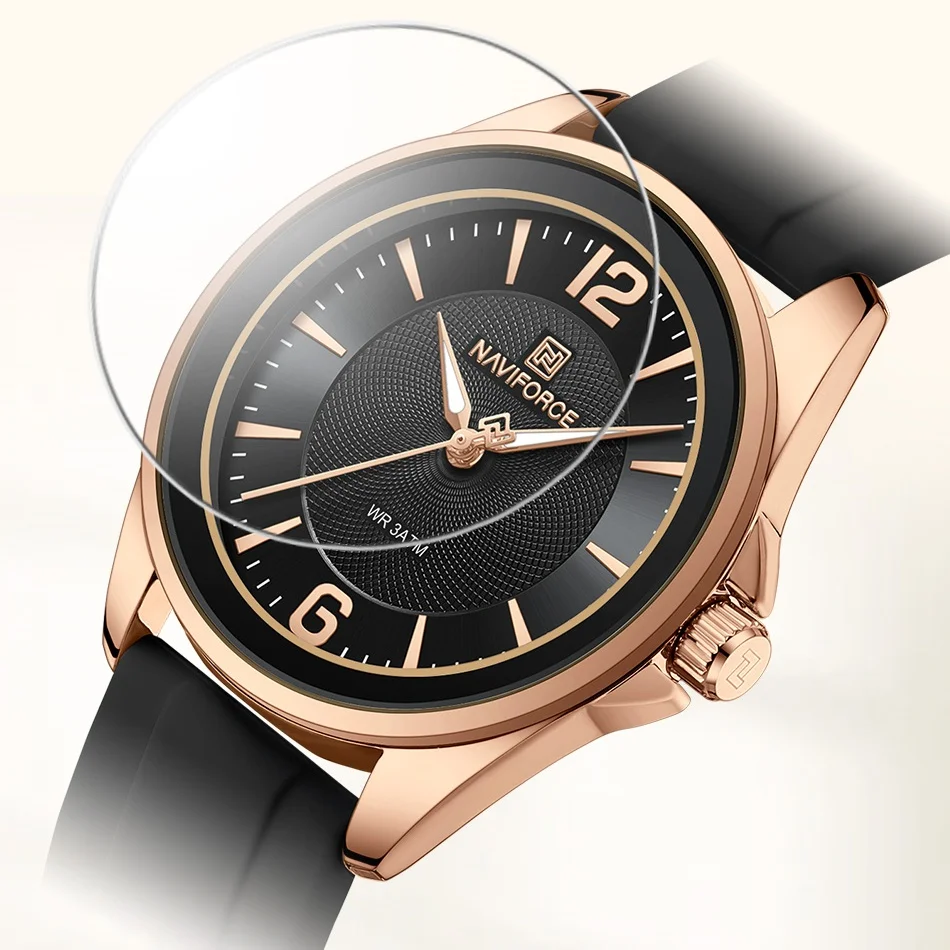 NAVIFORCE الأصلي ساعات نسائية كلاسيكية مستديرة الهاتفي سيليكون حزام 3ATM مقاوم للماء ساعة فاخرة للنساء تعطي هدايا للفتيات