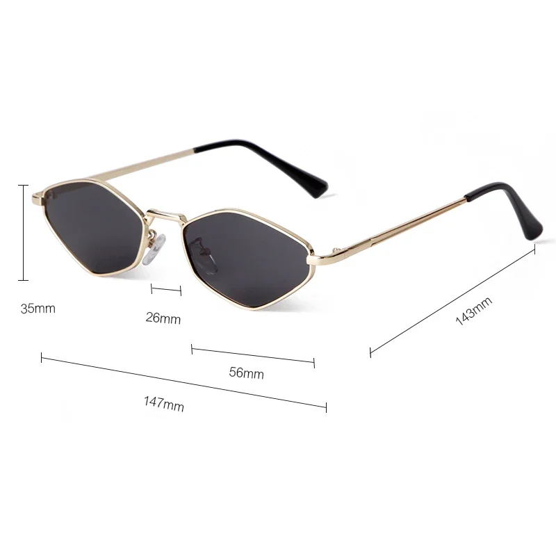 Trend Metal Frame Small Square Sunglasses Women Men Brand Designer Polygon Vintage Classic Shades Sun Glasses Oculos De Sol UV