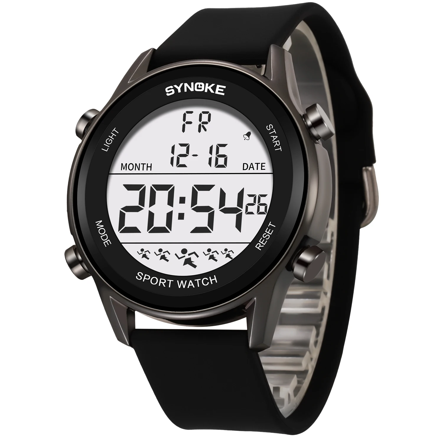 SYNOKE-reloj Digital 9825A para hombre, resistente al agua, con correa de silicona, pantalla grande, actualización de relojes grandes