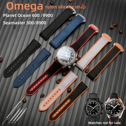 Нейлоновый ремешок 20 мм 21 мм 22 мм для Omega Planet Ocean 600, нейлоновый ремешок Seamaster 300, силиконовый ремешок Speedmaster 9900, оранжевый, водонепроницаемый для мужчин