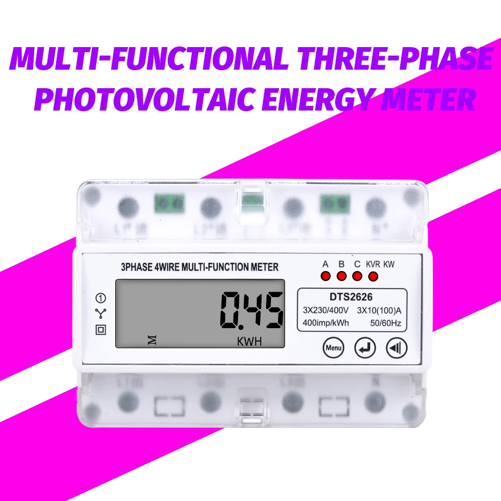 Photovoltatic Multi-Function RS485  Three Phase Energy Meter  kWh Power Voltage Current Power HZ Meters Wattmeter 100A 380V AC