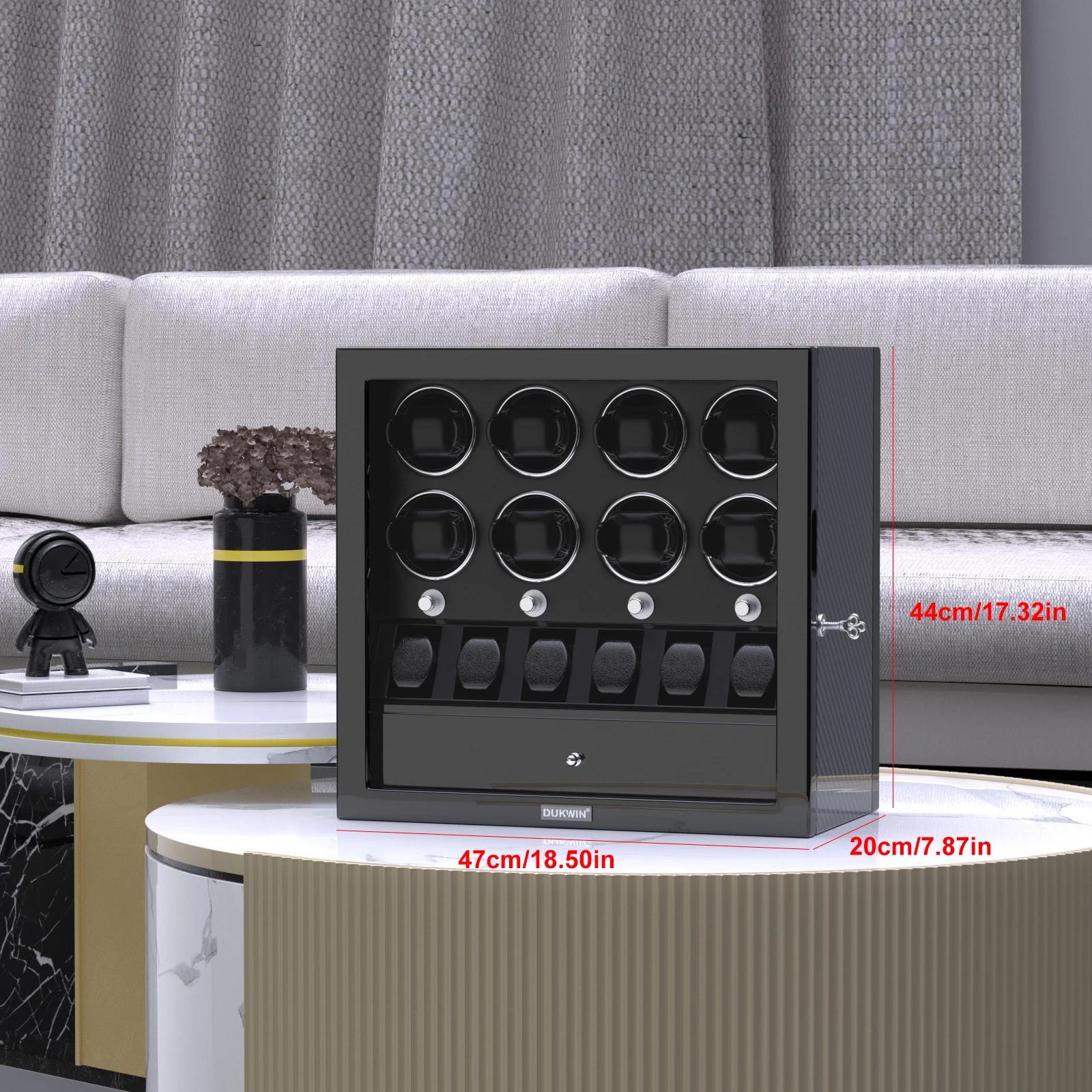 Winder jam tangan otomatis, Winder jam tangan otomatis, jam tangan 4 8, kotak Rolex, penyimpanan Kolektor tampilan perhiasan, dengan lampu LED, Motor Mabuchi sunyi