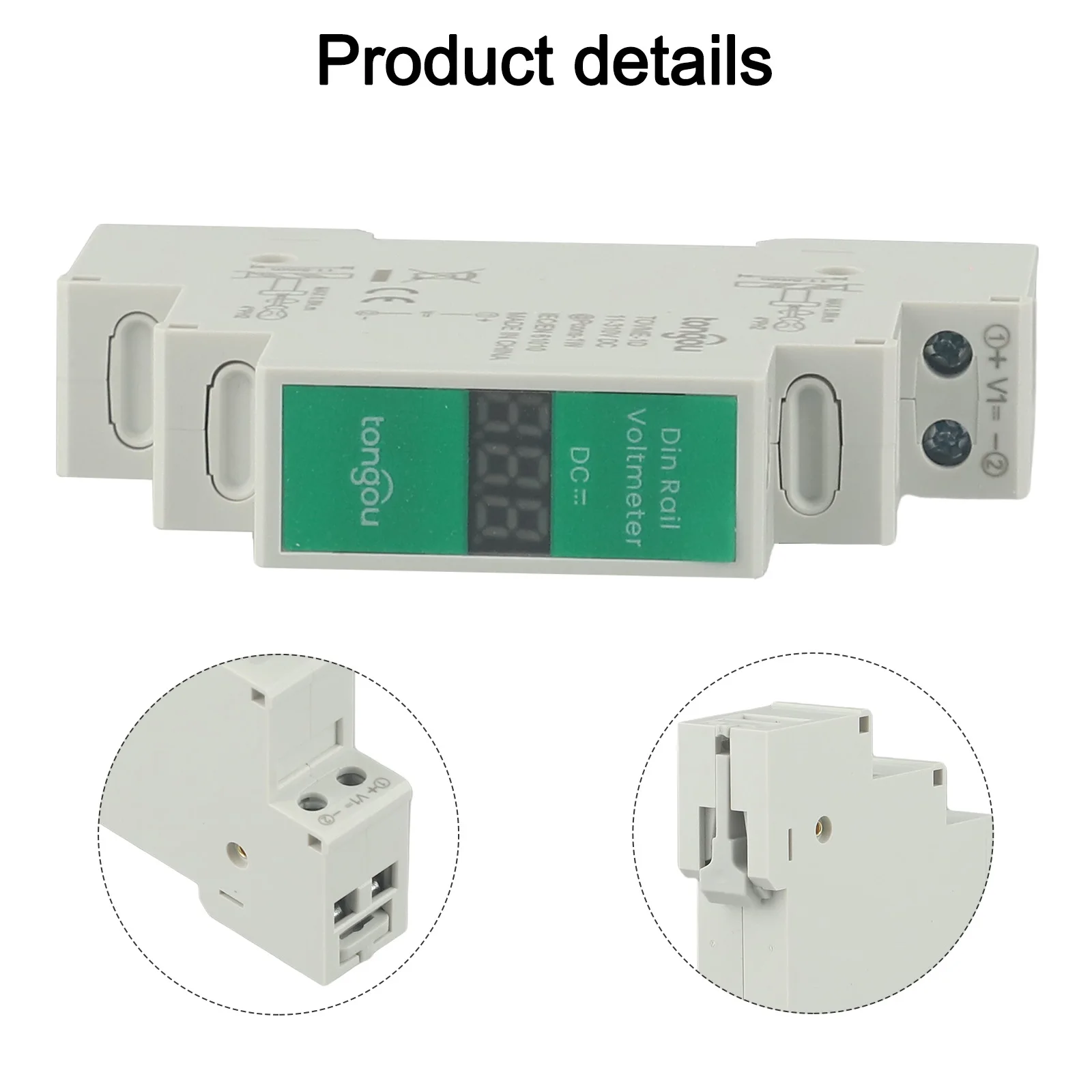 Imagem -02 - Voltage Meter dc Voltímetro 90x75x21 mm 11v310v dc para Din Rail Mount Voltage Meter Display Digital Led Ferramentas Detector 1-way