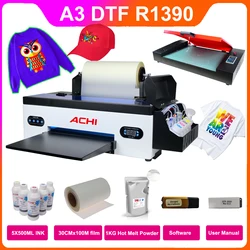 ACHI DTF Transfer Printer A3+ L1800 DTF Printer T Shirt Printing Machine With Curing Oven for Clothes Hoodies Jeans