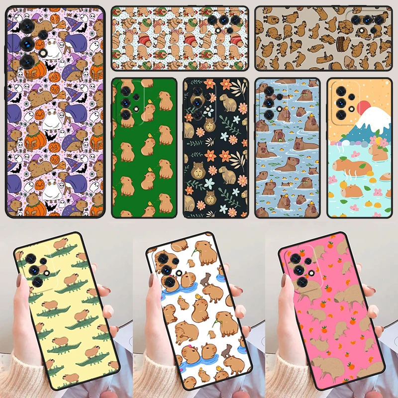 Bathing Capybara Pattern For Samsung Galaxy A52 A72 A73 A20e A21S A50 A70 A11 A12 A42 A31 A40 A51 A71 A32 A80 A91 Phone Case