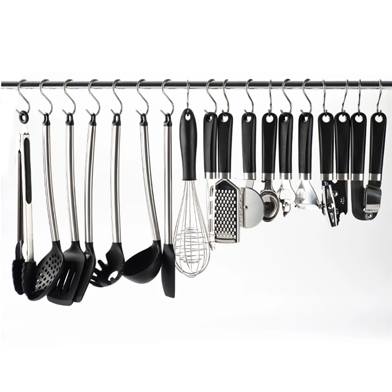 Home Stainless Steel S-Shape Hook Kitchen Bedroom Multi-function Railing S Hanger Hook Clasp Holder Hooks Hanging Storage Tools