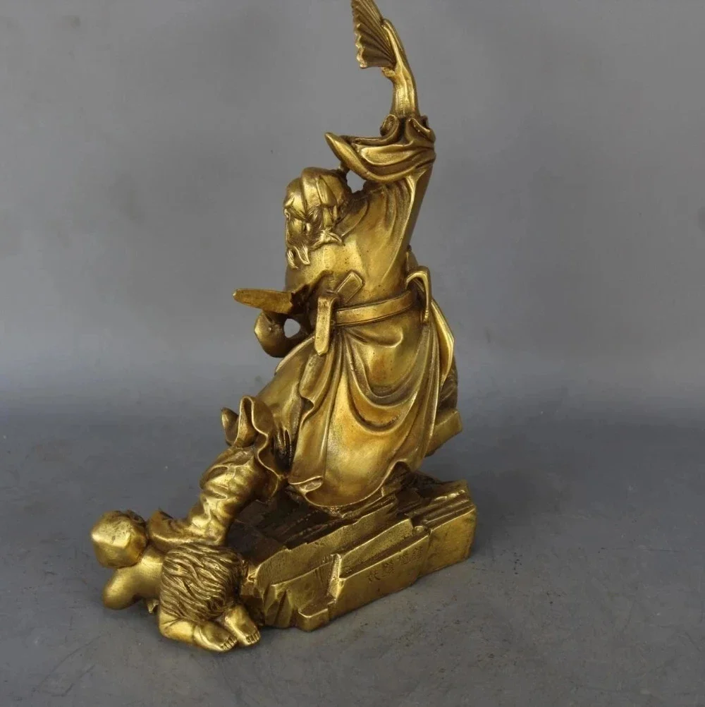 Chinese Copper Myth Immortal Zhong Kui ChungKuel God Catch Demon Devil Statue