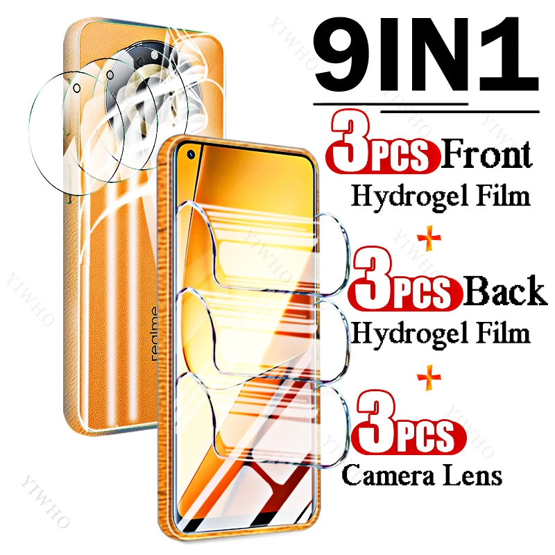 

9in1 Full Covers Front Back Safety Hydrogel Film for Realme 11 6.43" Fingerprint Screen Protectors for Realme11 Camera Lens HD