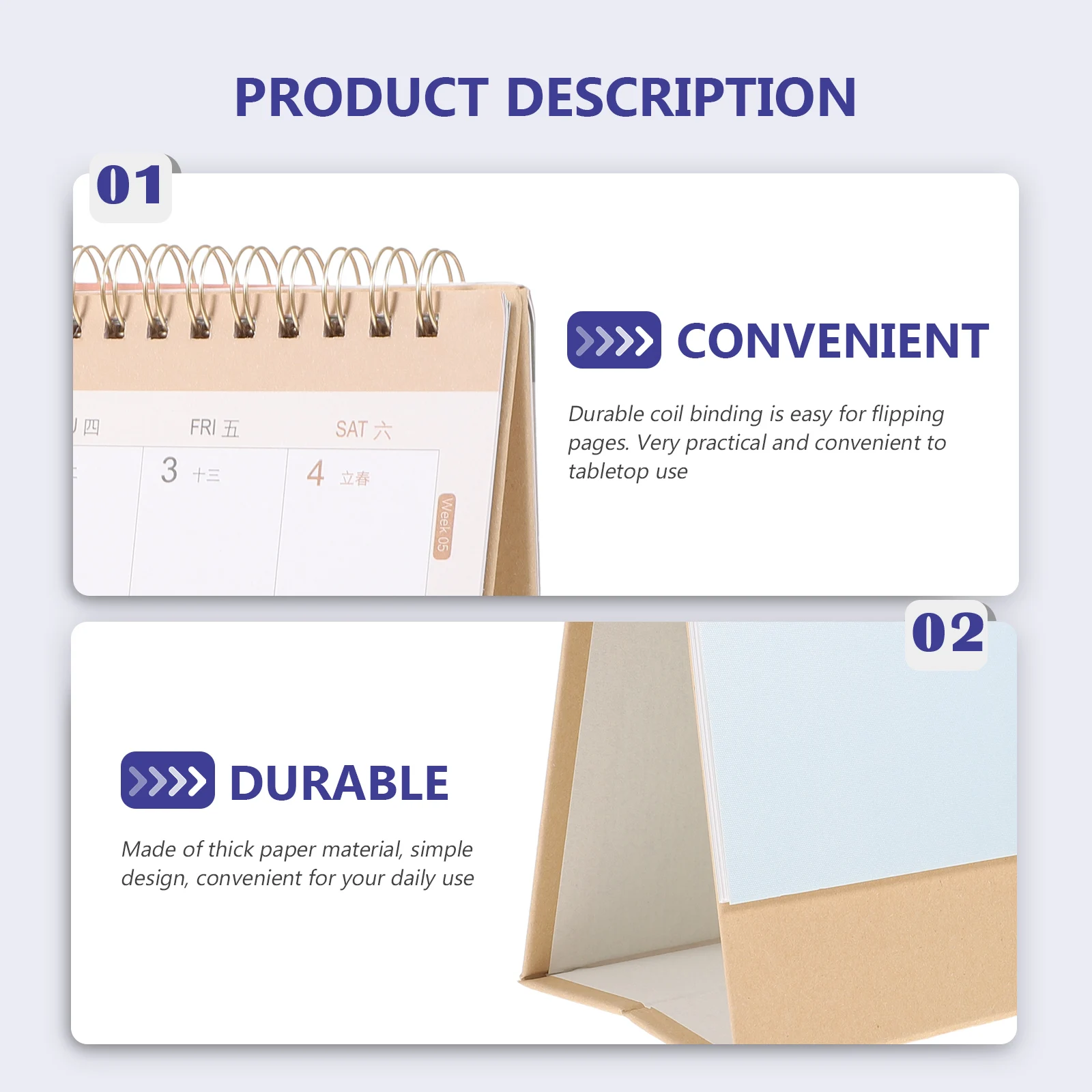 

2023 Large Lattice Monthly Desktop Calendar Thick Paper Iron Smooth Pages Office Household Decorative Standing Tabletop
