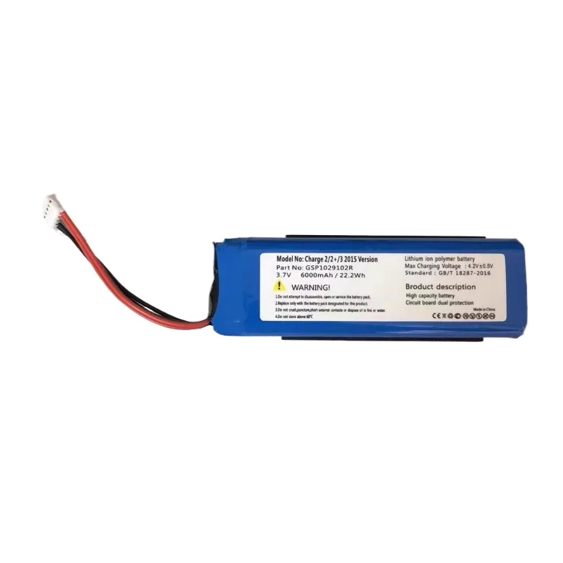 Alta qualidade nova bateria de alto-falante de substituição gsp1029102r 3.7v 6000mah para jbl charge2 +/3 bateria de alto-falante bluetooth
