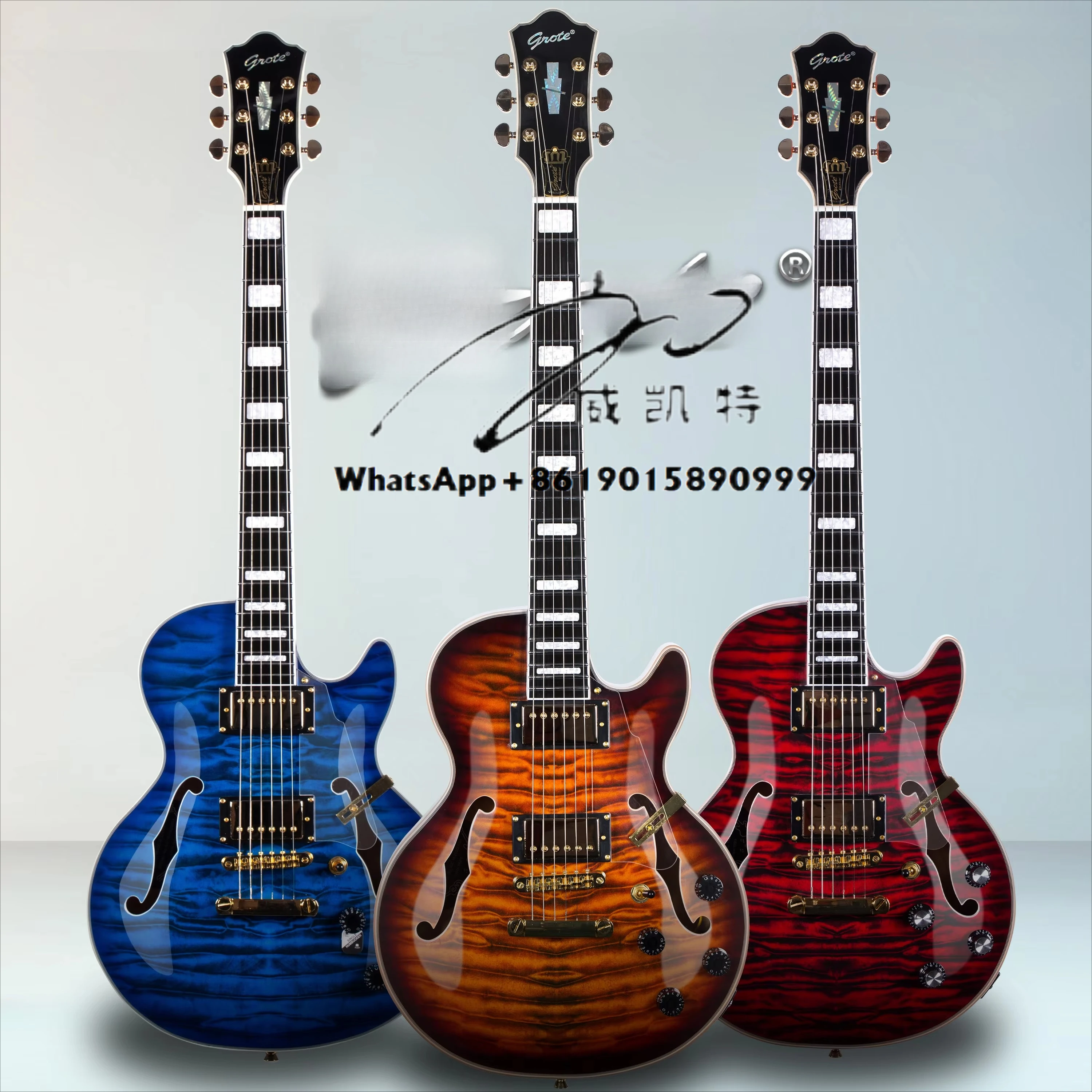 

LPF-01 Semi-Hollow Body Electric Guitar Musical Instruments Wholesale Price Vintage Burst Color