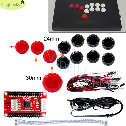 Imagen 1 del producto Hitbox-kit de botones Sanwa originales, codificador usb arcade Zero Delay, compatible con PC hitbox, ps3, raspberry pi