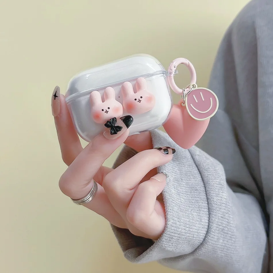 لطيف أرنب الحال بالنسبة لسوني لينكبروز S / Ambie AM-TW01 قضية الكرتون المفاتيح سماعة غطاء واضح حافظة من السيليكون