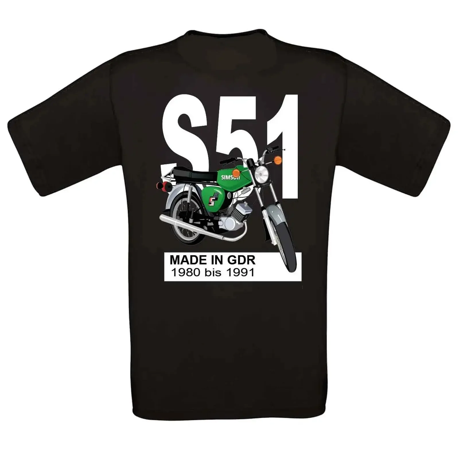 Simson S51 Made in GDR T Shirt Herren schwarz Uni Gr S XXXL Sausewind vintage Washed Breathable Top For Everyday Wear fashion