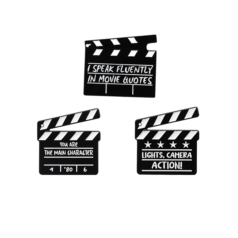 Creative Movie Scene Clapper Board Enamel Pin You Are The Main Character Clapperboard Alloy Brooch Bag Lapel Badge Jewelry Gifts