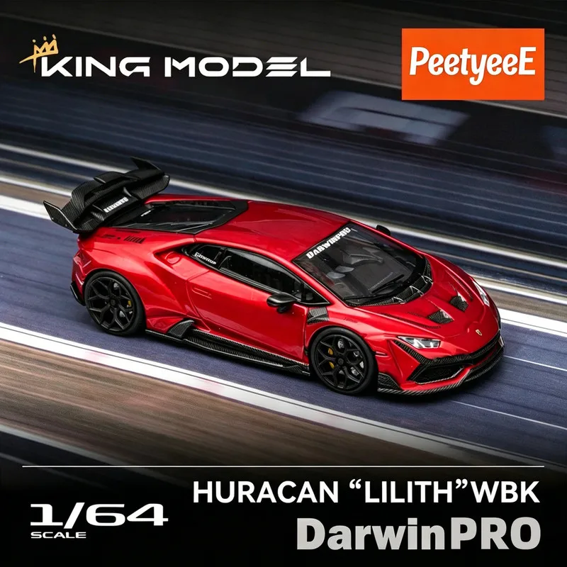 King Model 1/64 Lamborghini Huracan Darwin PRO Red Diecast Car Model Alloy Simulation Collection Toy Gift For Boys#peetyeee