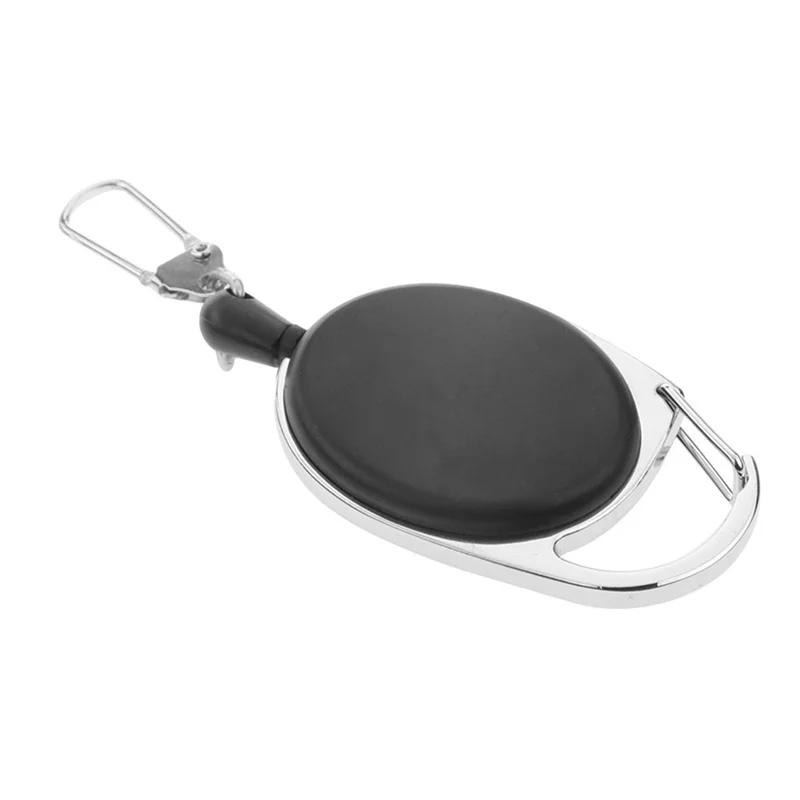 B63B-10X mosquetão retrátil resistente crachá tinker carretéis 60cm puxar fio com chaveiro clipe preto