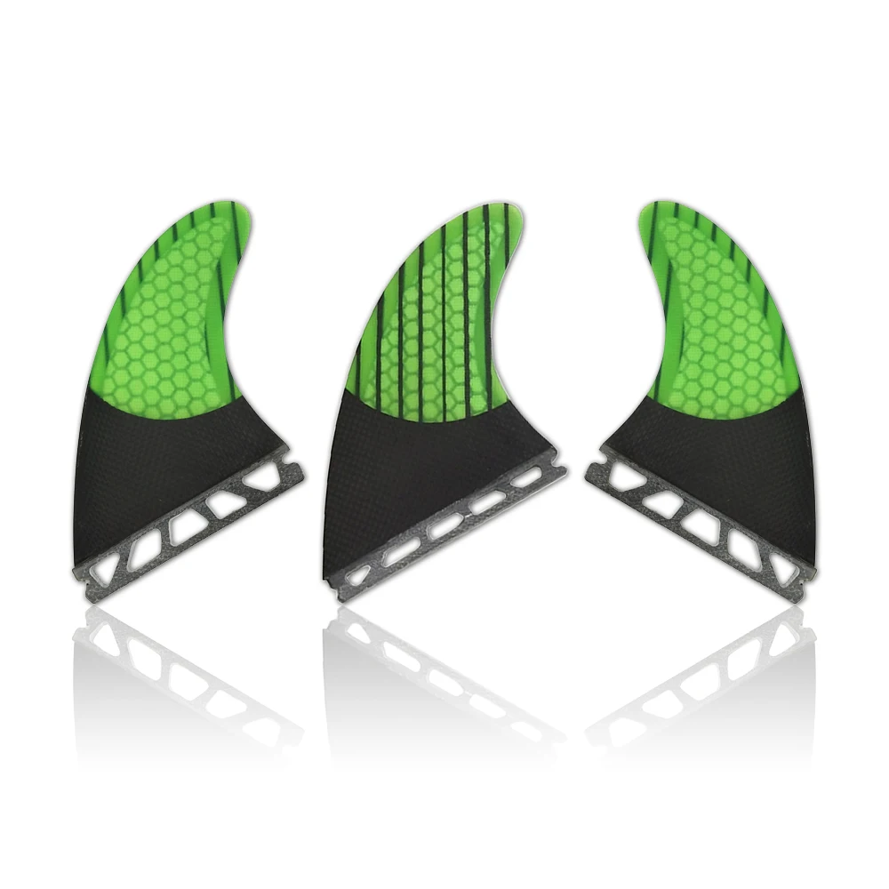 

UPSURF FUTURE Fin Medule Green Surfboard Honeycomb Fin Single Tabs Surfing Accessories 3 Pcs/set Barbatanas Surf Swimming Fins