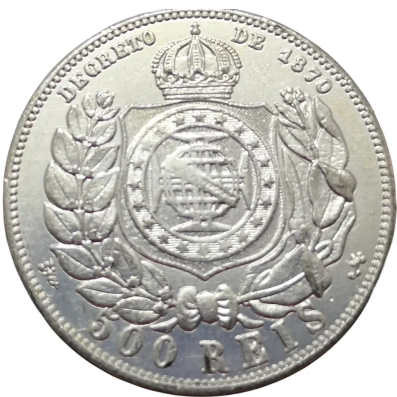 1887 бразильская 500 Серебряная копировальная монета рейс-Педро II
