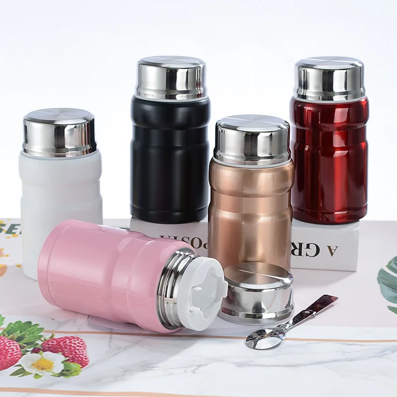 Hot Food Thermos Bottle Mini Thermal Vase Lunch Box Food Container Spoon Stainless Steel Vaccum Cup Soup Insulated Lunch Flasks