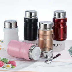 Hot Food Thermos Bottle Mini Thermal Vase Lunch Box Food Container Spoon Stainless Steel Vaccum Cup Soup Insulated Lunch Flasks