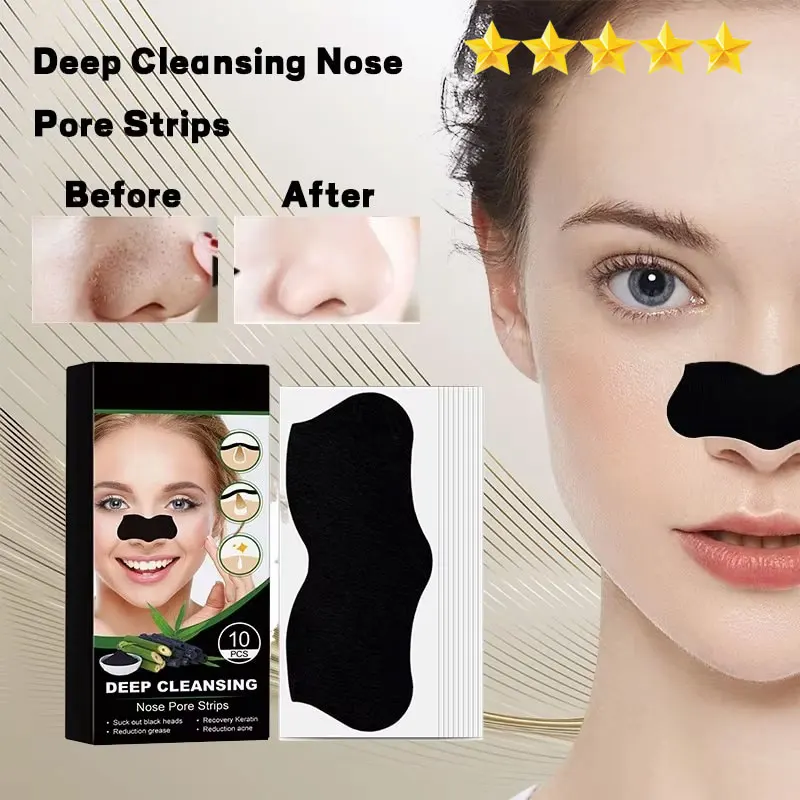 【Hot sales】10pcs Blackhead Patch Deep Cleaning Nose Blackhead Acne Tight Pores Can Tear Nose Mask