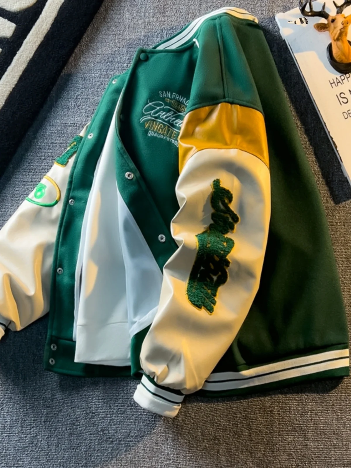 

Мужская свободная куртка-пилот 2024 года, весна-осень, в американском стиле, уличная мода, с цветными вставками, бейсбольный стиль, повседневная, с длинными рукавами