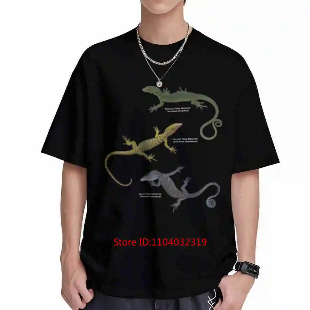 Tree Monitor Lizard Reptile Illustration Short Sleeve Tee 100% Cotton T-Shirt