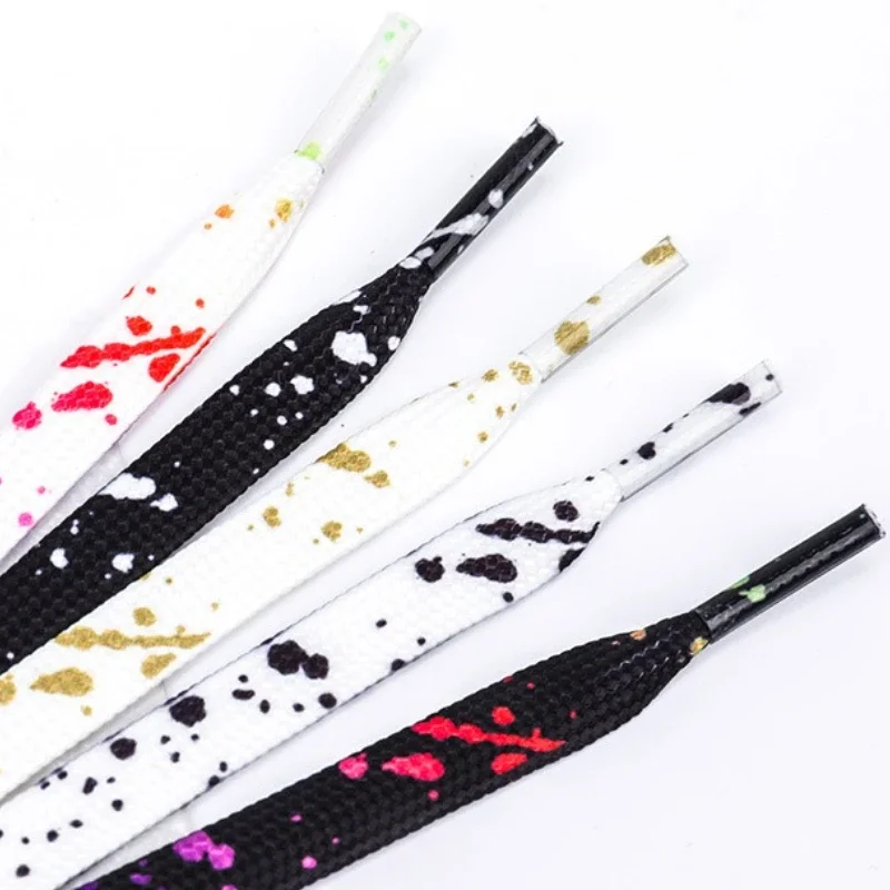 Color Splash Print Flat Shoelaces Graffiti Wide Ribbon Shoe Laces Replacement Accessories for Sneakers Canvas Skate Shoes