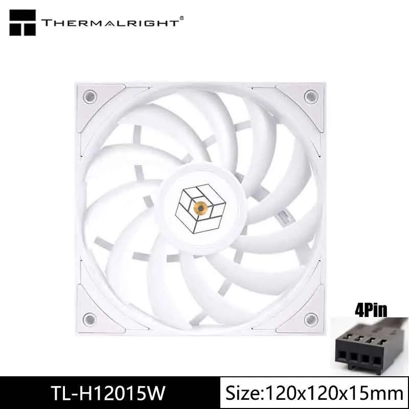 Thermalright TL-H12015 120x120x15mm Computer case cooling fan，3Phase 6 Pole Motor/S-FDB V2 bearing/Black and white colors