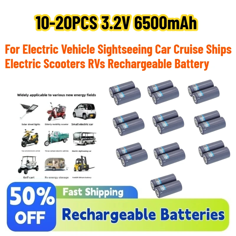 

Аккумулятор LiFePO4 32700, 3.2В 6500мАч, 10-20 шт., для электромобилей, экскурсионных автомобилей, круизных лайнеров, электросамокатов, автодомов, перезаряжаемый