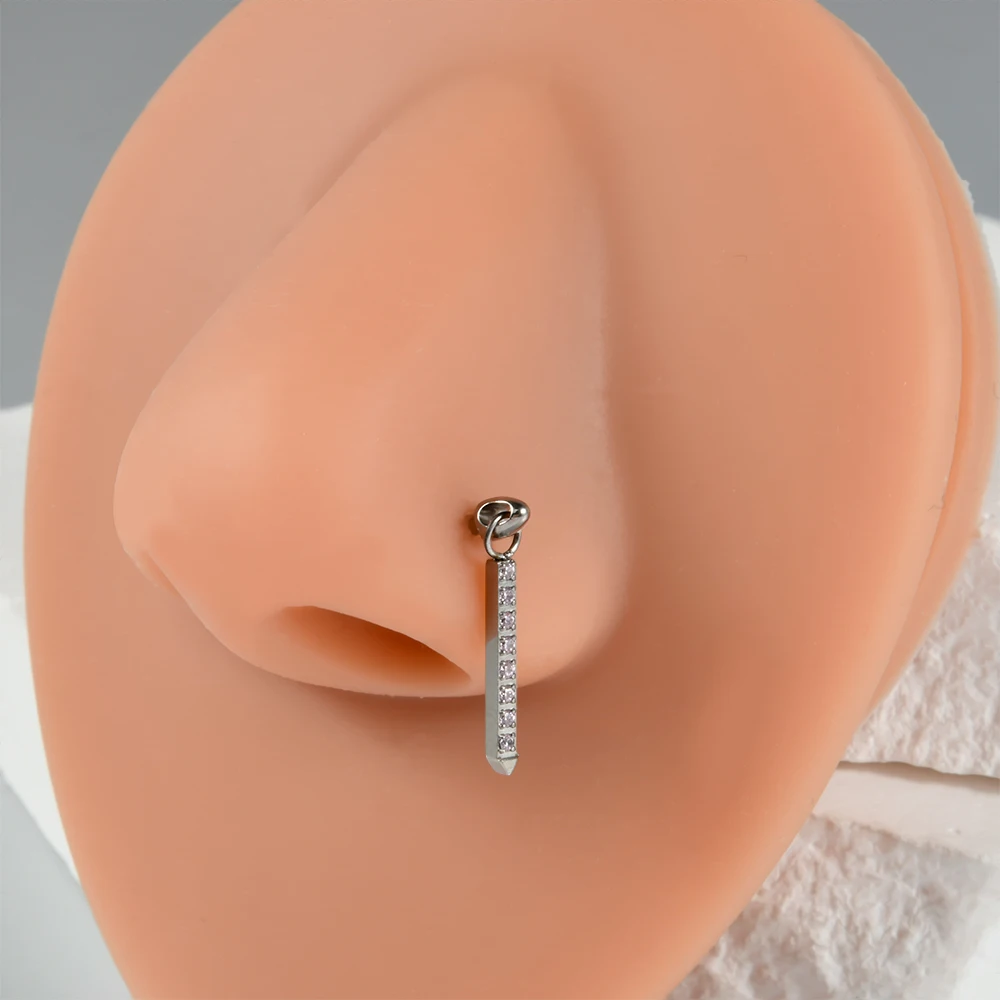 1PC G23 Titanium Cone Earrings Internal Thread Lip Studs Tragus Cartilage Hang Earrings One word pendant Piercing Body Jewelry