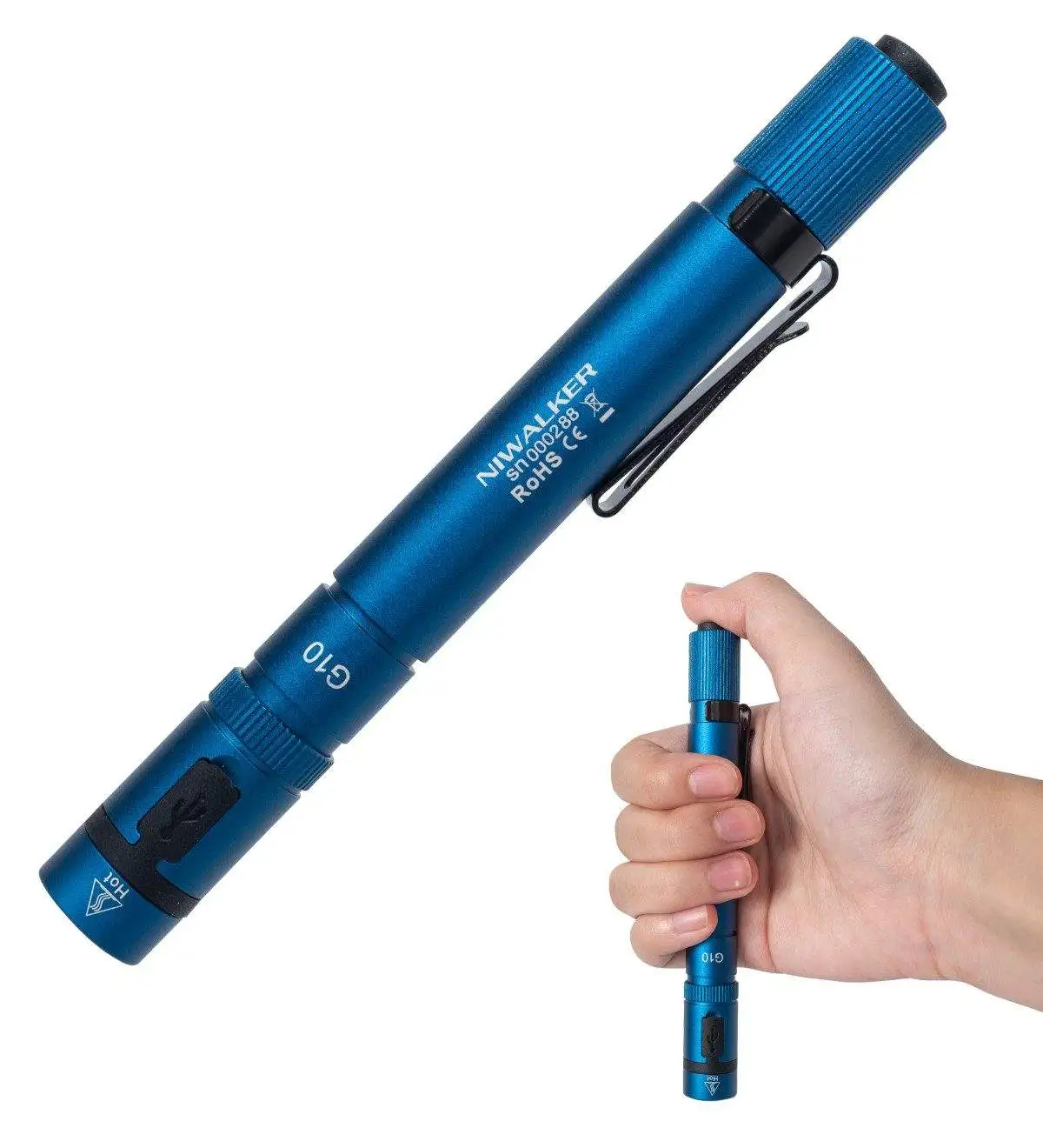 Niwalker G10 650 Lumen Rechargeable Flashlight Blue