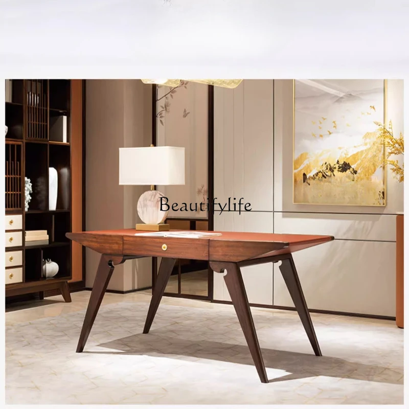 

New Chinese-style ebony desk, modern solid wood desk, light luxury large apartment