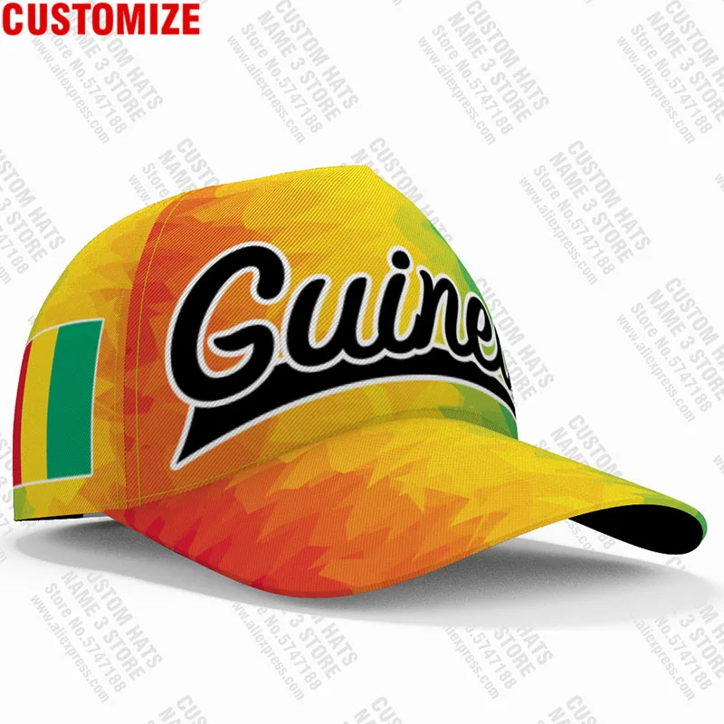 Guinea Baseball Cap Free Custom Made Name Guinee Team Logo Gn Peaked Hats Gin Country Travel French Nation Guinean Flag Headgear