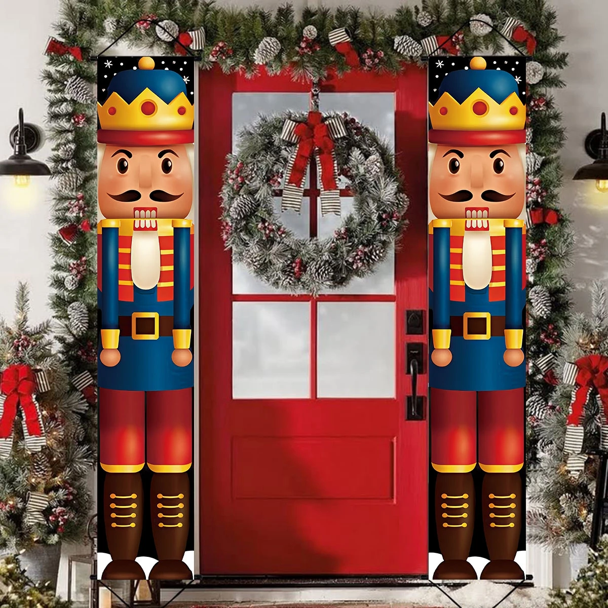 Nutcracker Soldier Door Banner Decor 2024 Christmas Decorations for Home Xmas Hanging Ornaments Navidad Noel Gifts New Year 2025