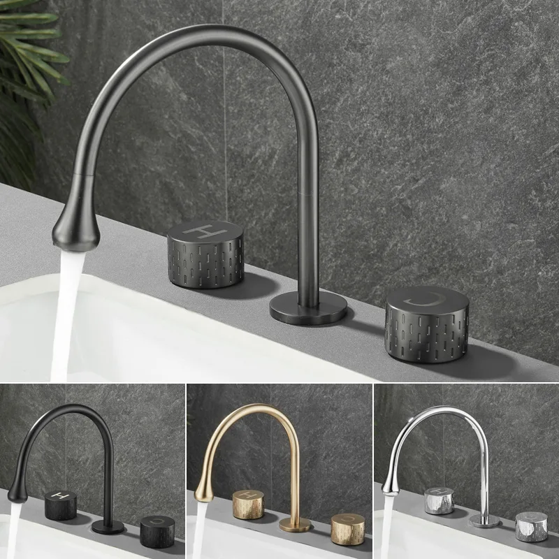 rubinetto bagno grifo lavabo bathroom torneira lavabo luxo seperate dual Handles Hot cold Water Basin Mixer  black tub faucet