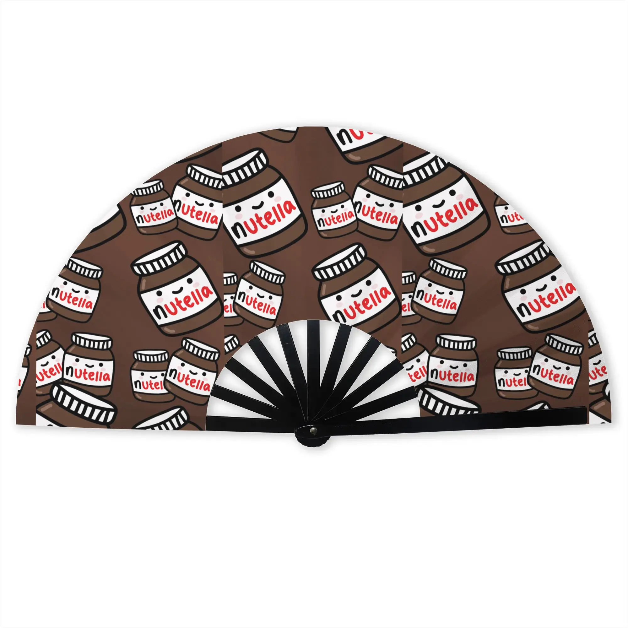 Cute Nutella Pattern Hand Fan Promotional Gift Event Souvenir Chocolate Durable Folding Fans Unique Bulk Pack Fan
