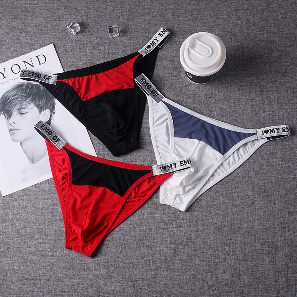 Men Sexy Briefs T-pants Thongs Underwear Briefs Low Waist U Shape Pouch Panties Breathable Thin Underpants