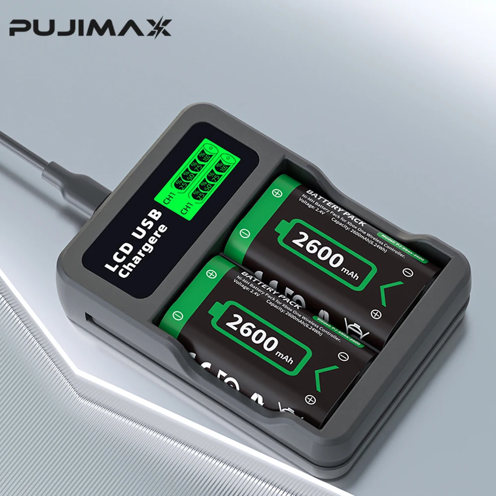 

PUJIMAX 2-10pcs 2600mAh XBOX Battery Rechargable Batteries Pack For XBOX Serise S/X and XBOX ONE S/X/Elite With＆ Chaging Cable
