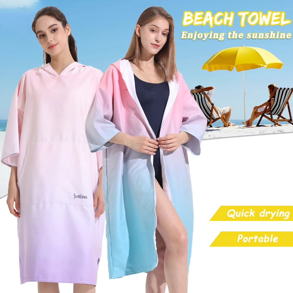 

Microfiber Surf Poncho, Wetsuit Changing Bath Robe, Quick Dry Pool Swim Beach Towel with Hood