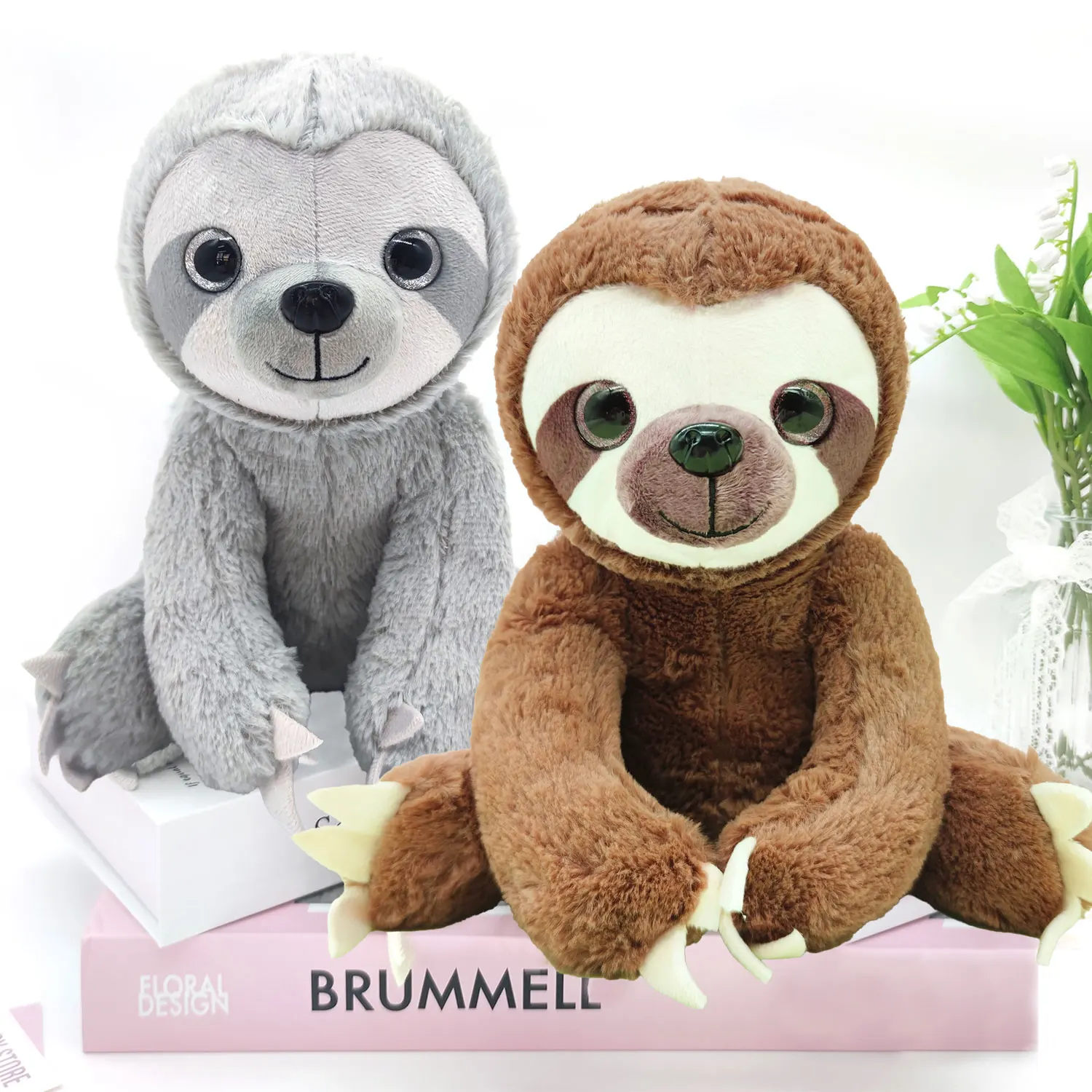 Belle simulation de paresseux en peluche 25 cm poupée paresseux cadeau poupée en tissu cadeau d'anniversaire de vacances paresseux gris marron pour garçon fille