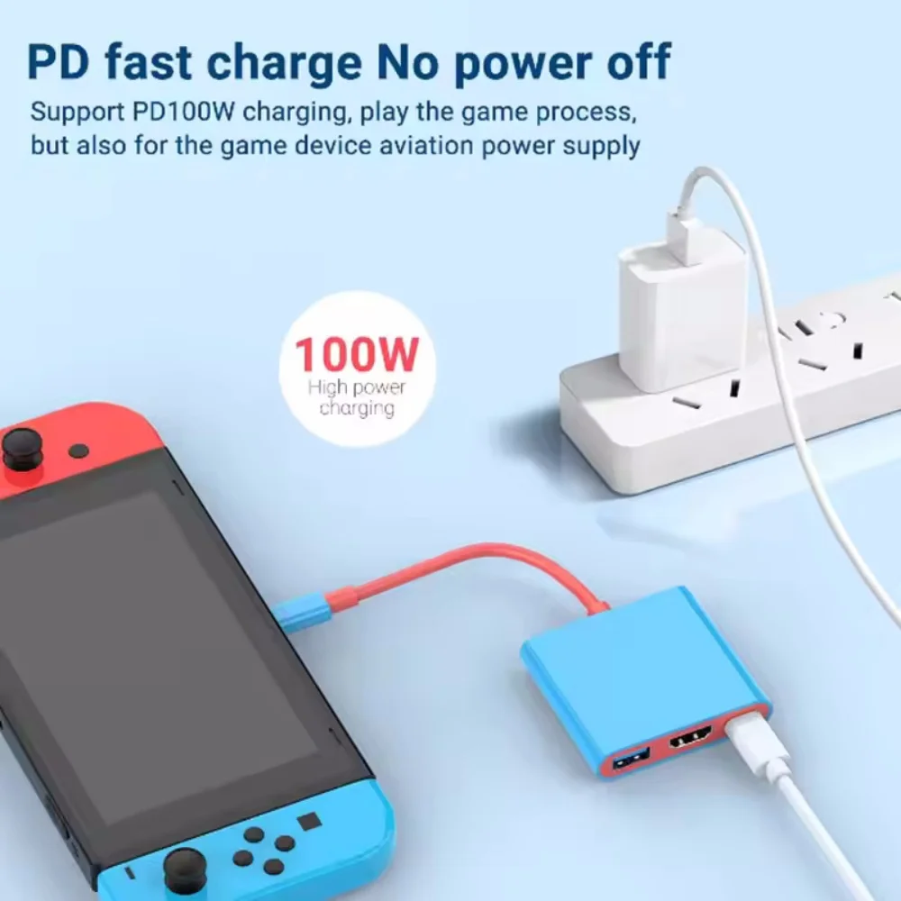 Picture 5: PD100W Game Docking Station For Nintendo Switch/ OLED Support TV Dock Mode USB-C to 4K HDTV Hub For Steam Deck Phone iPad Laptop