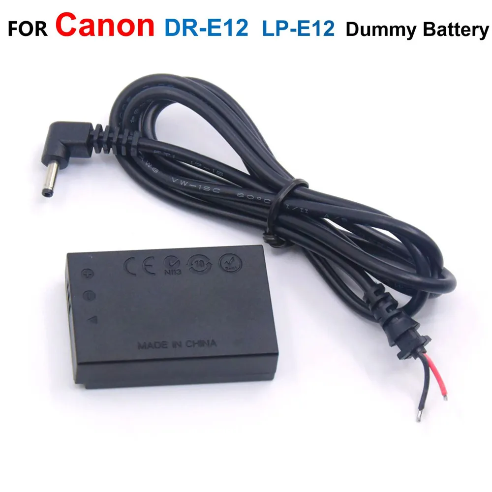 

LP E12 LP-E12 Fake Battery DR-E12 DC Coupler With DIY DC Cable For Canon EOS M EOS-M2 EOS M50 M10 M100 EOS-M100