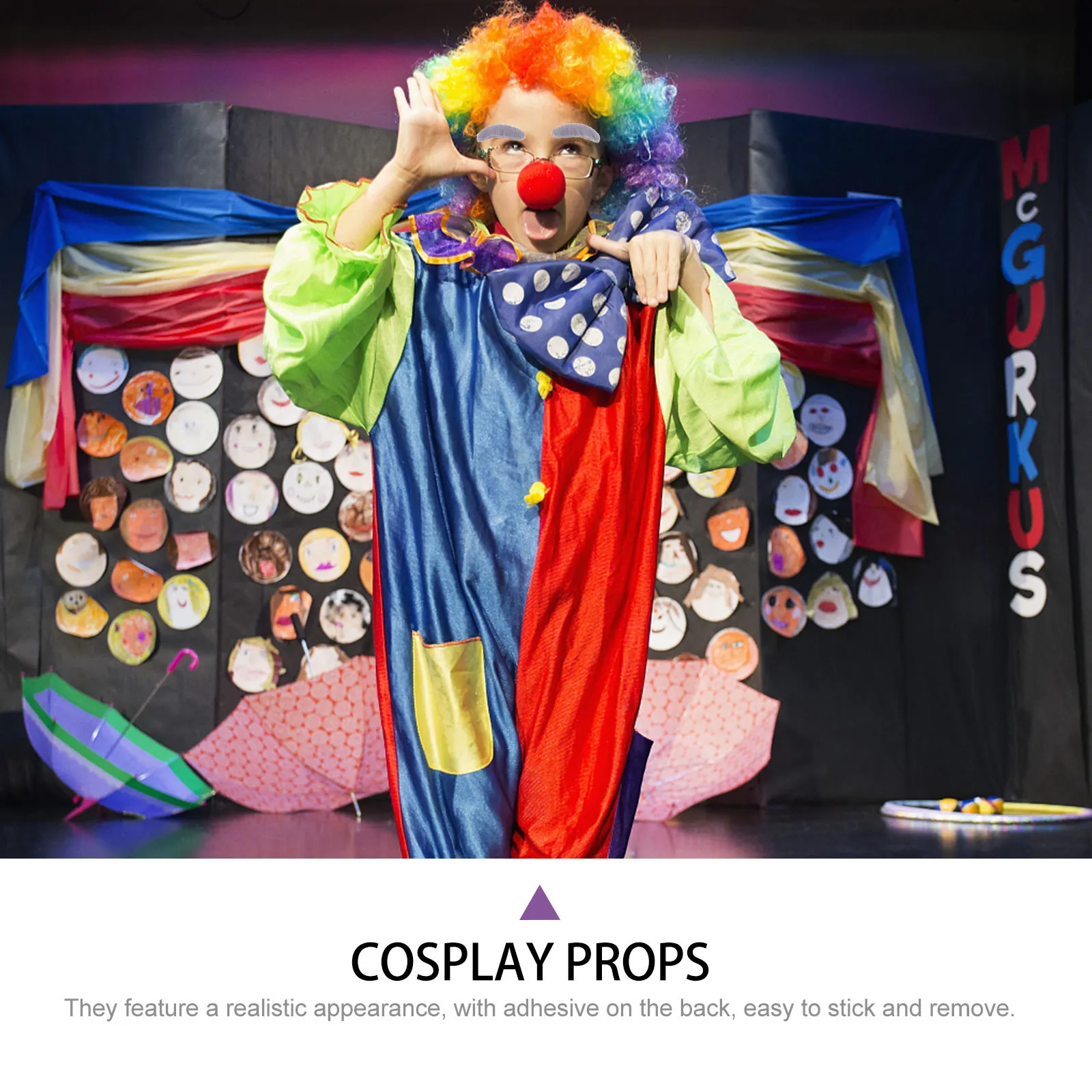 6Sets Fake Eyebrows Mustache Premium Material Self-Adhesive Realistic Appearance Halloween Party Costume Cosplay Prop